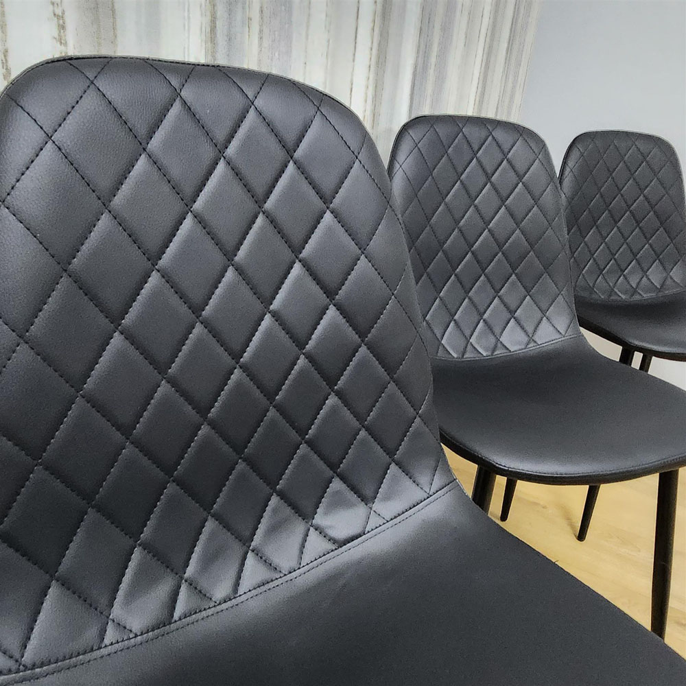 Kosy Koala 4 Seater Faux Leather Glass Dining Set Black Image 4