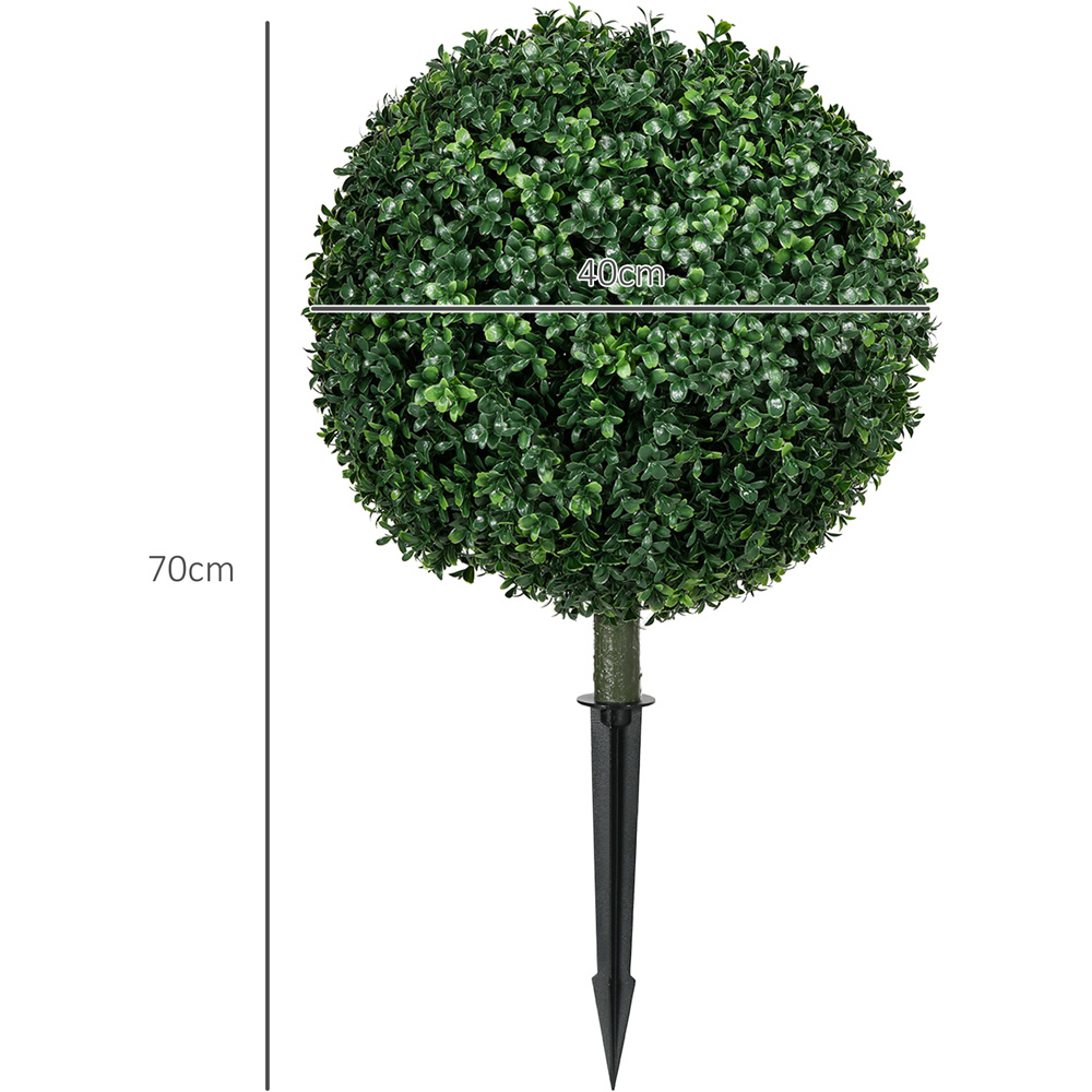 HOMCOM Artificial Boxwood Topiary Trees with Ground Stake Set of 2 Image 9