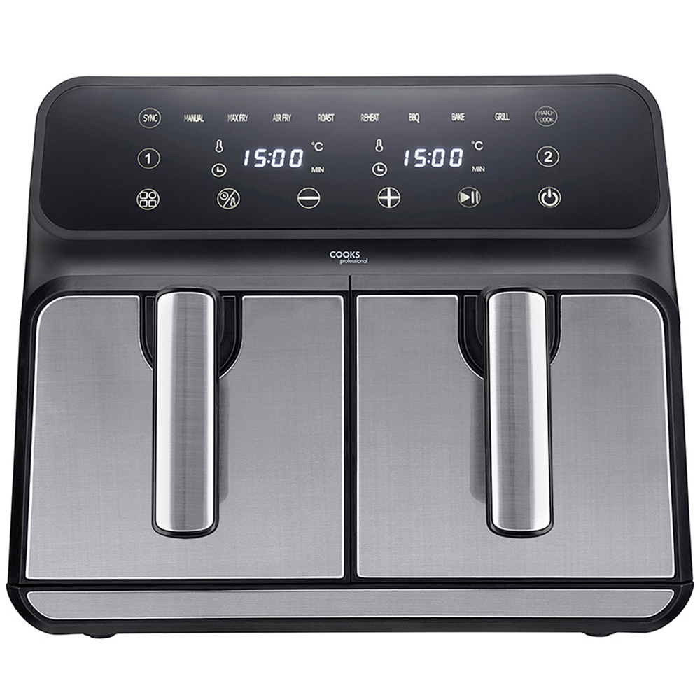 Cooks Professional K264 8L Silver Stainless Steel Dual Basket Air Fryer 1700W Image 4