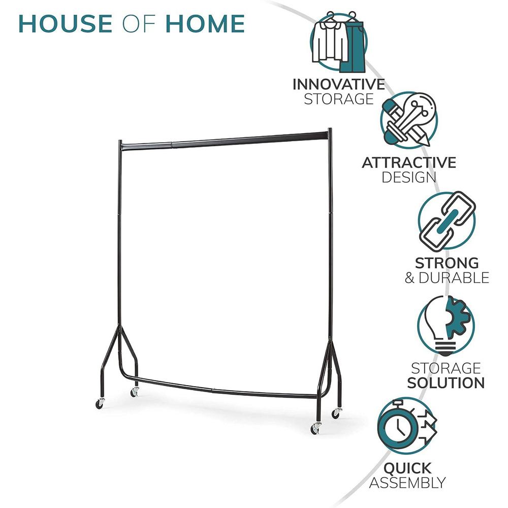 House Of Home White Heavy Duty Clothes Rail 4ft Image 4