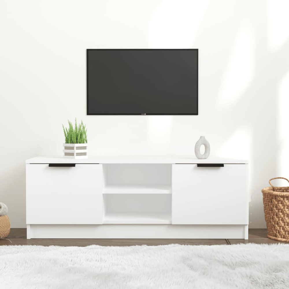 vidaXL 2 Door 2 Shelf White TV Cabinet Image 7