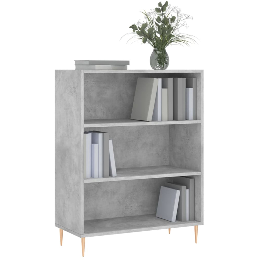 vidaXL 3 Shelf Concrete Grey Bookcase Image 3