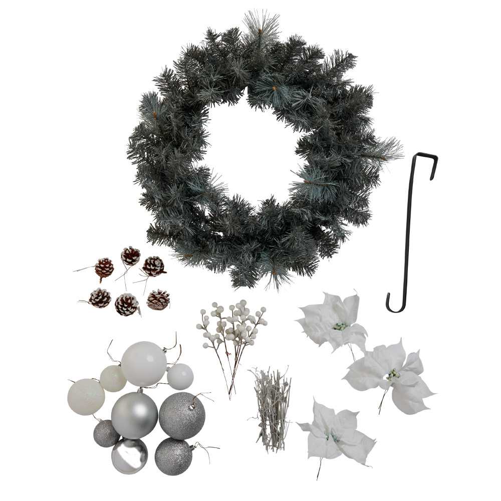 Wilko Silver Glitters Make Your Own Wreath Pack Image 1