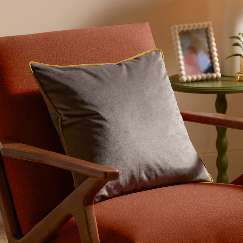 Furn Meridian Charcoal and Moss Velvet Cushion 45 x 45cm Image 2