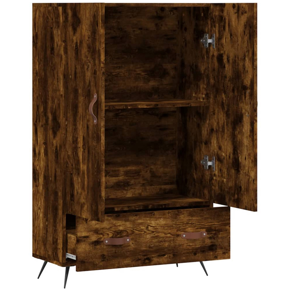 vidaXL 2 Door Single Drawer Smoked Oak Highboard Image 5