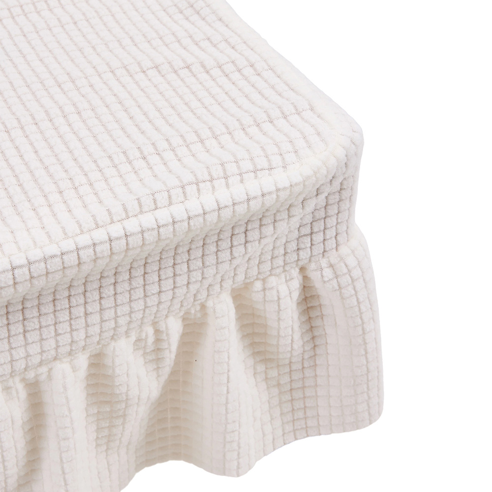 Living and Home Beige Dining Chair Cover with Ruffled Skirt and Fabric Tie Set of 2 Image 3