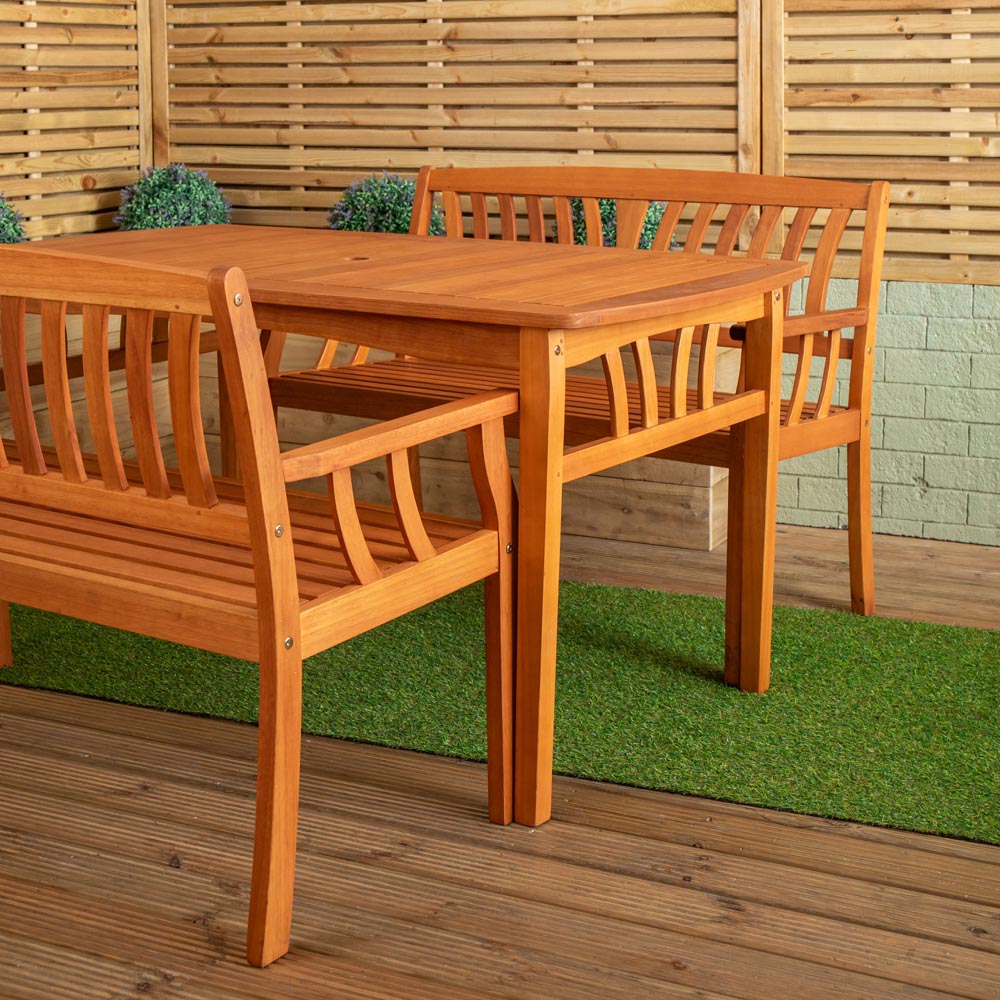 Samuel Alexander 4 Seater Wooden Garden Dining Bench Set Image 3