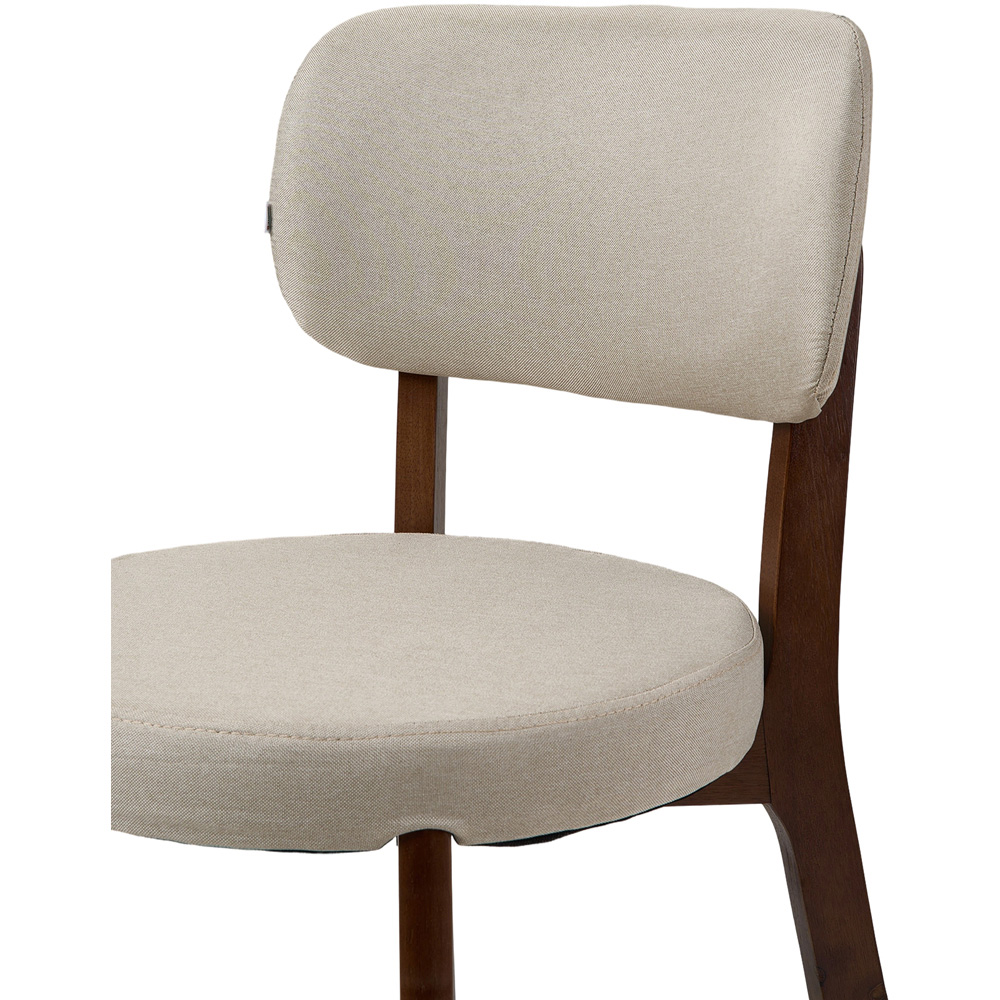 Living and Home Set of 2 Beige Linen-Effect Fabric Upholstered Rubberwood Dining Chairs Image 4