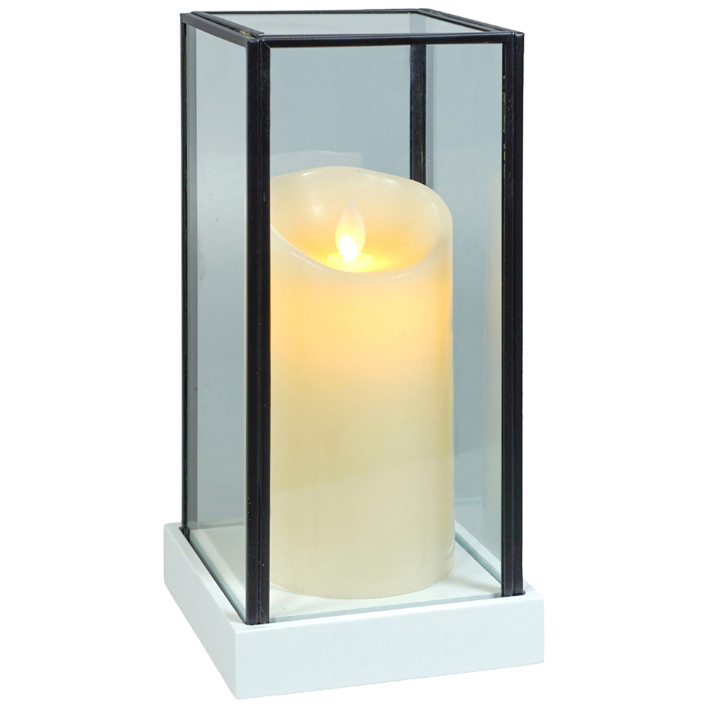 Xmas Haus Hurricane Glass Candle Holder with LED Candle 24.2 x 11cm Image 2