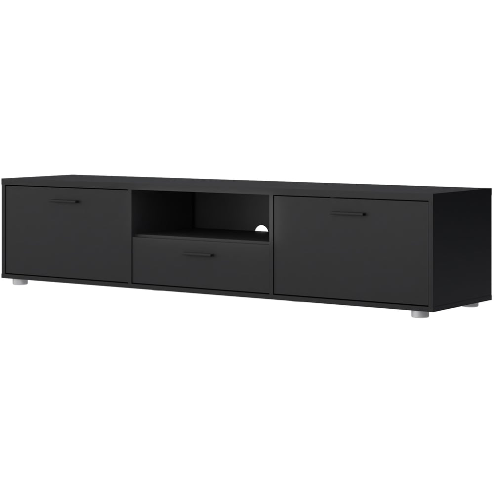 Furniture To Go Media 2 Door Single Drawer Black Wide TV Unit Image 4
