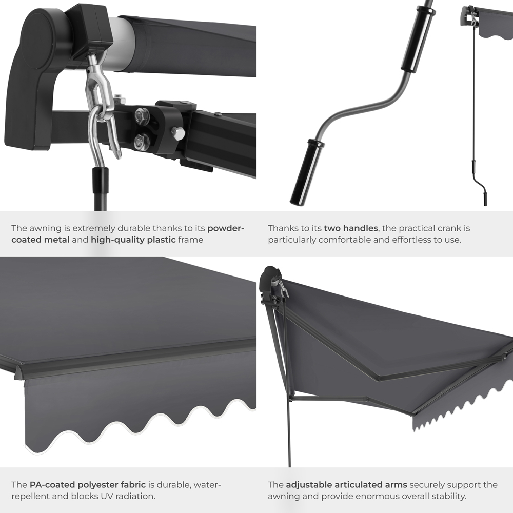 tectake Ornella Dark Grey Retractable Awning 250 x 200cm Image 6
