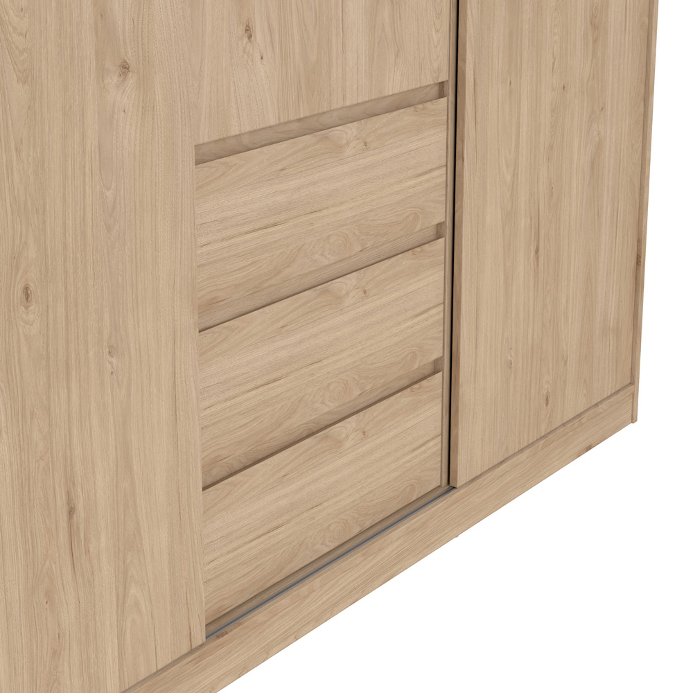 Florence 3 Door 3 Drawer Jackson Hickory Oak Sliding Wardrobe Image 5