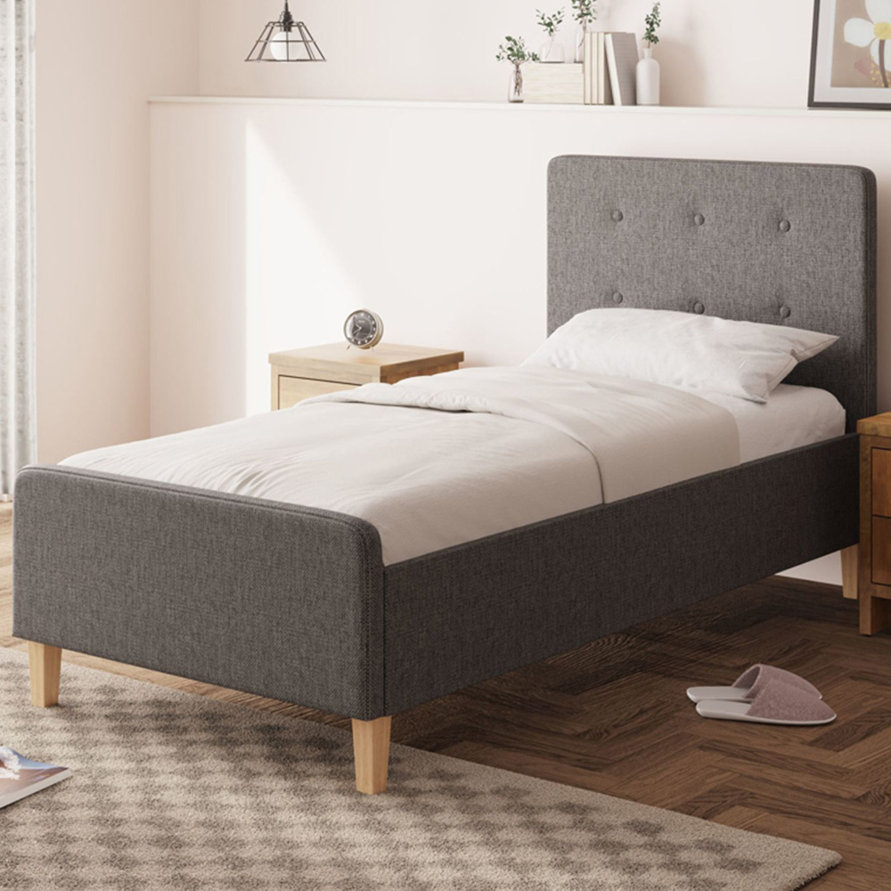 GFW Ashbourne Single Dark Grey Ottoman Bed Image 1