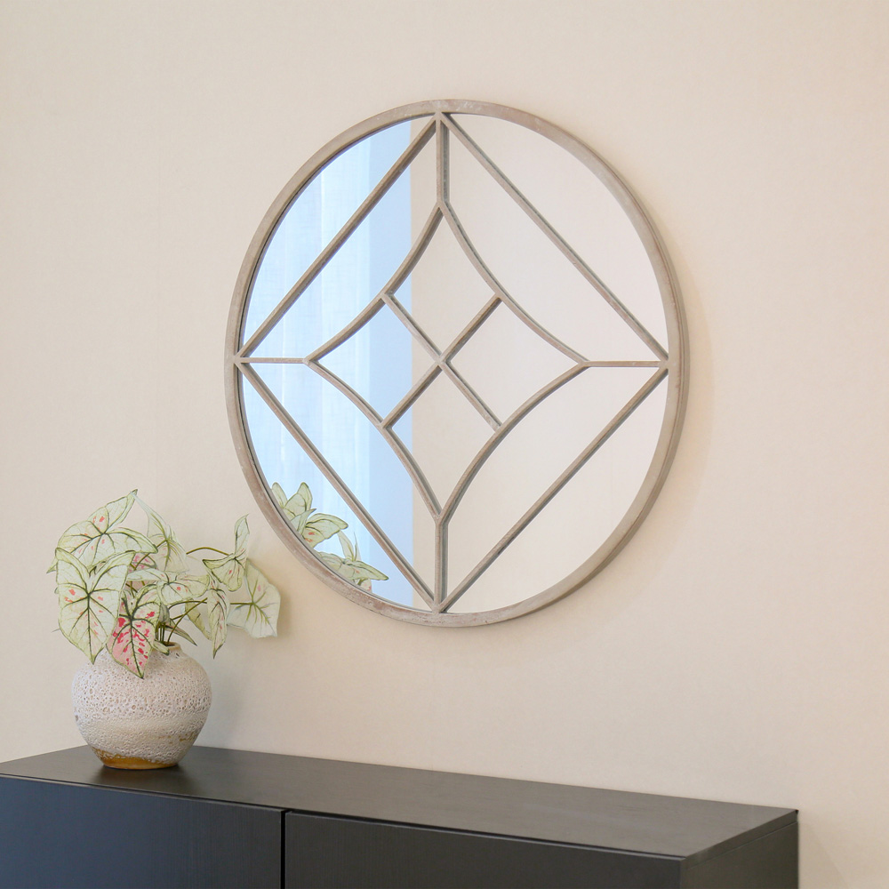 Charles Bentley Lisbon Cream Sand Effect Round Wall Mirror Image 7