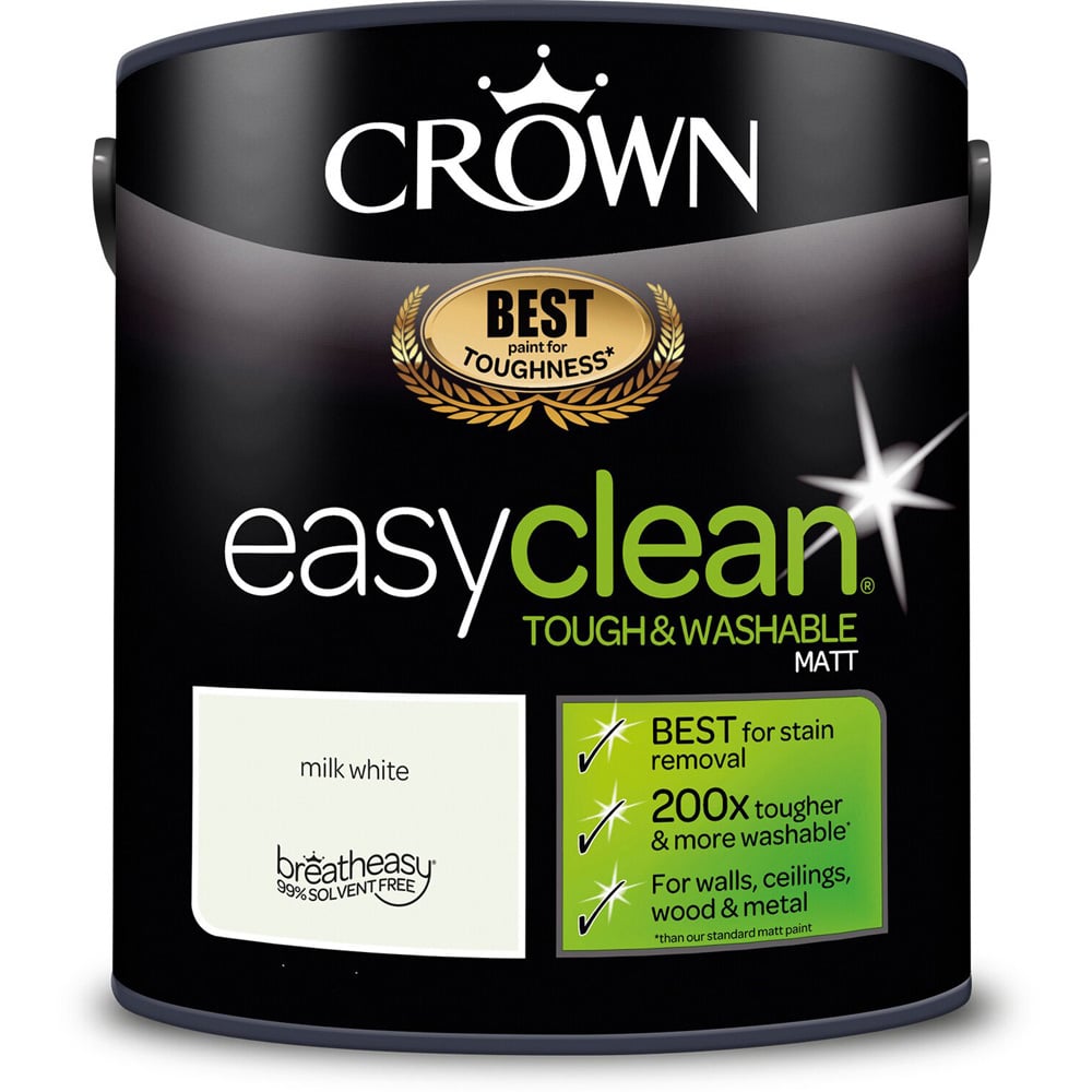 Crown Easyclean Milk White Matt Emulsion Multisurface Paint 2.5L Image 2