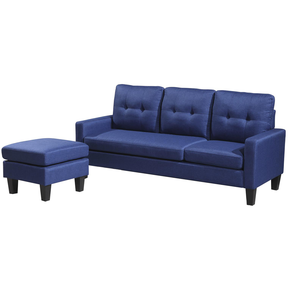 Kosy Koala 3 Seater Blue Ottoman L Shape Reversible Corner Sofa Set Image 4
