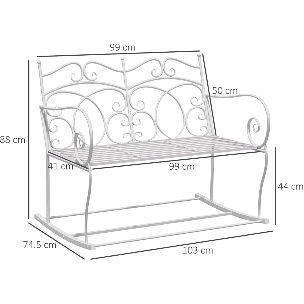 Outsunny 2 Seater White Rocking Bench Image 7