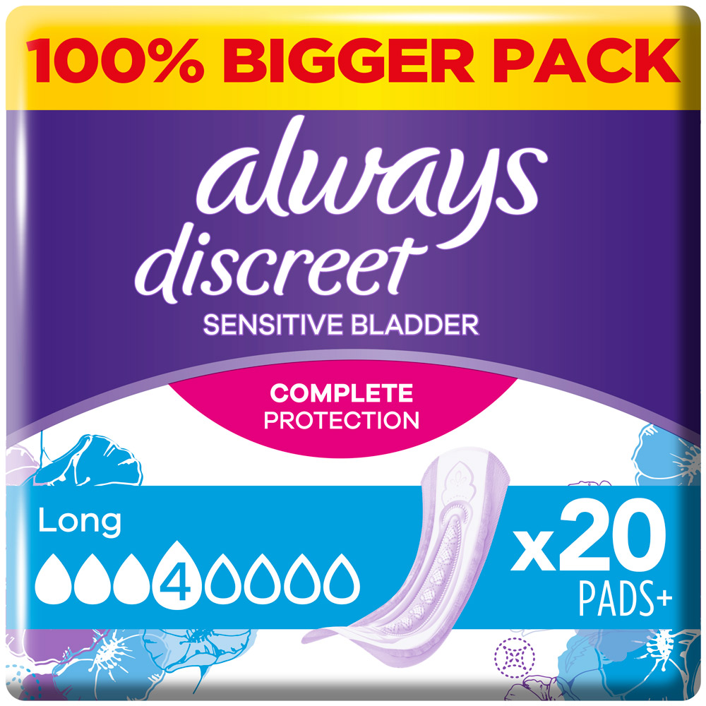 Always Discreet Complete Protection Incontinence Pads Long 20 Pack Image 2