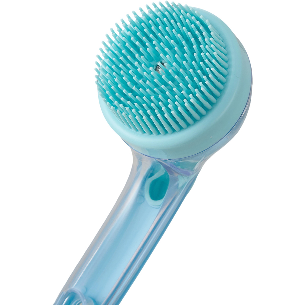 H&O Direct Blue Transparent Soft Silicone Pet Bathing Brush with Shampoo Dispenser Image 4