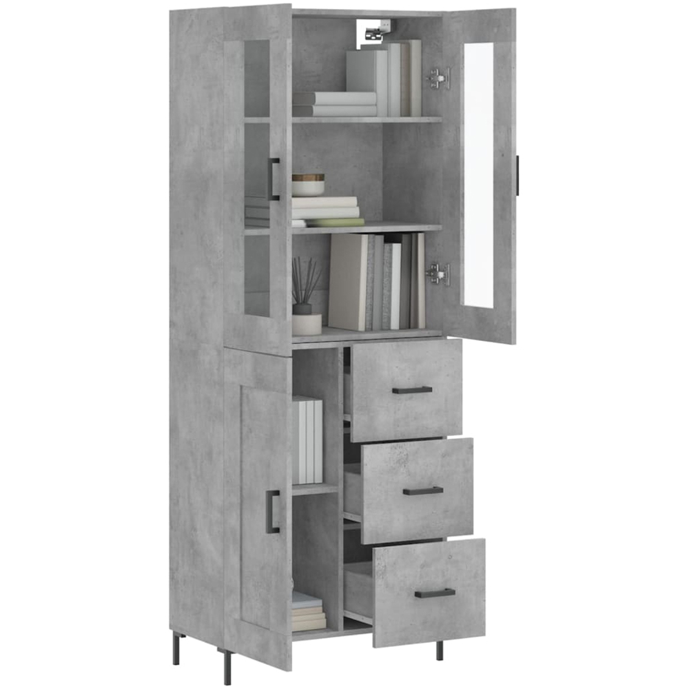 vidaXL 3 Door 3 Drawer Concrete Grey Highboard Image 3