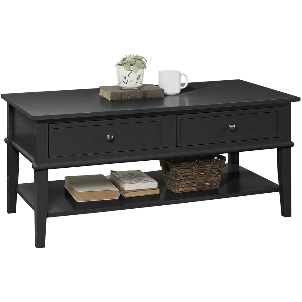 Dorel Franklin 2 Drawer Single Shelf Black Coffee Table Image 4