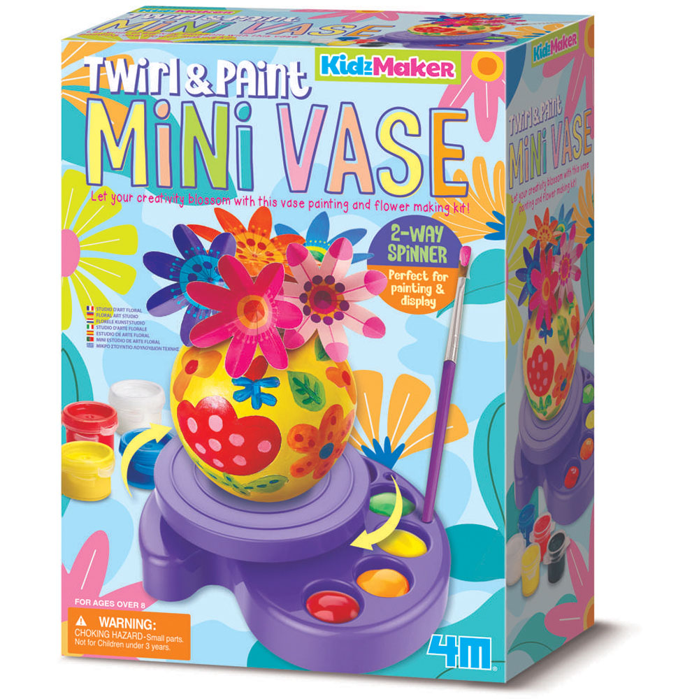 4M KidzMaker Twirl and Paint Mini Vase Creative Floral Art Craft Kit Image 3