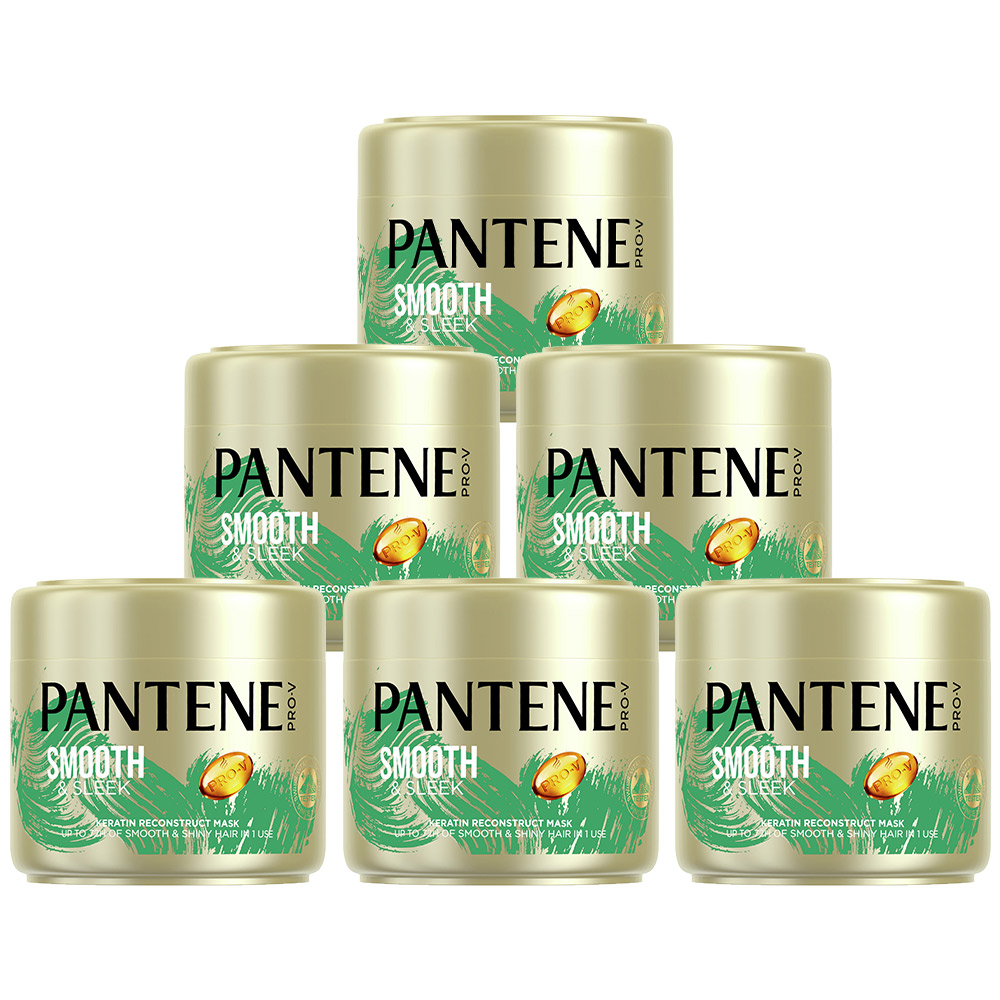Pantene Pro V Smooth and Sleek Frizz Control Keratin Hair Mask Case of 6 x 300ml Image 1
