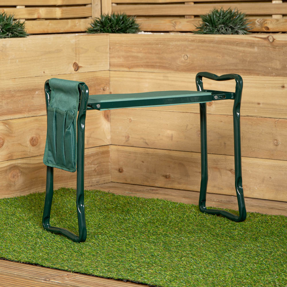 Samuel Alexander Green Garden Kneeler Chair with Detachable Tool Bag Image 2