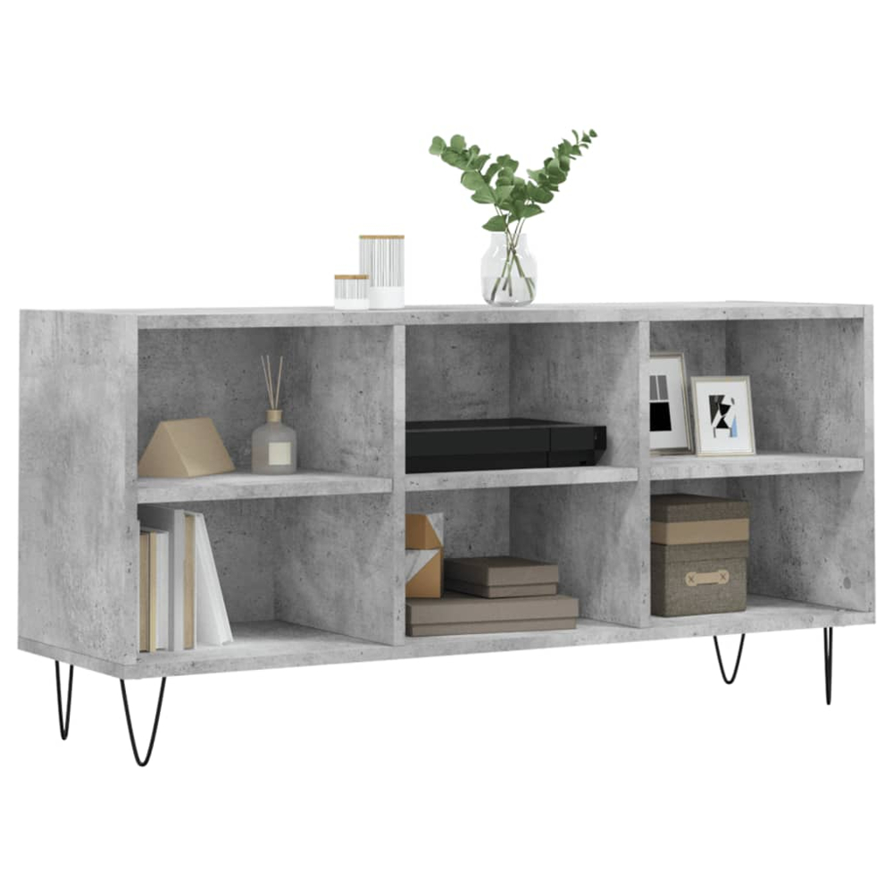 vidaXL 6 Shelf Concrete Grey TV Cabinet Image 4