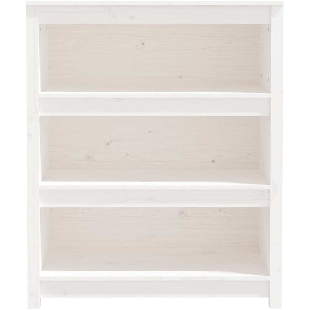vidaXL 3 Shelf White Solid Pine Wood Bookcase Image 3