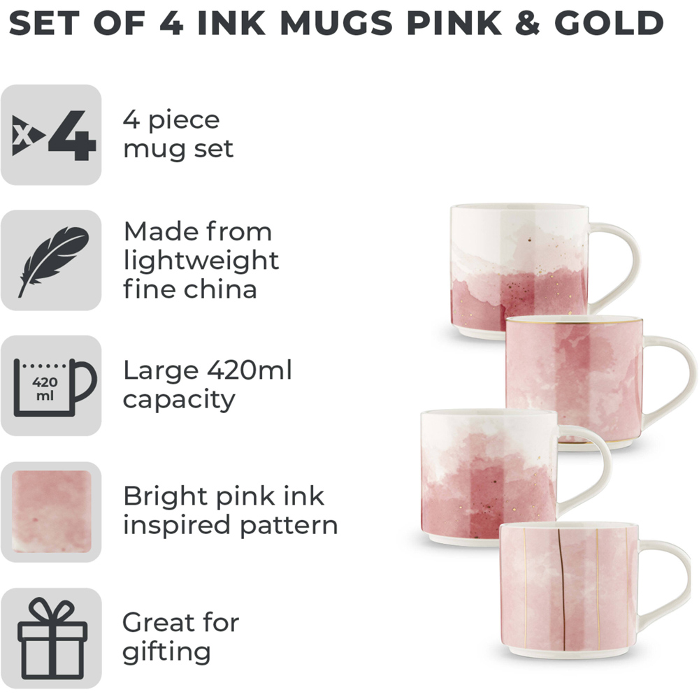 Tower Pink Ink Mug Set of 4 Image 3