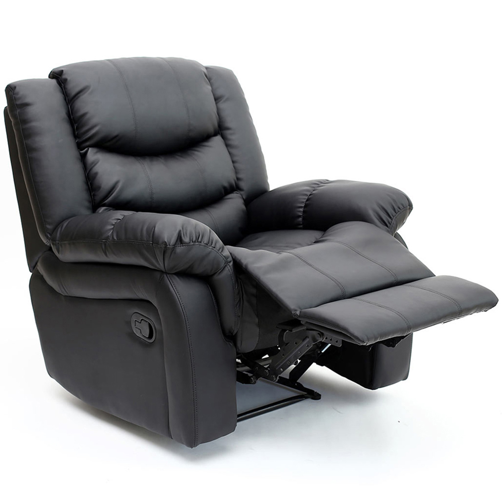 Furniture Online Seattle Black Bonded Leather Manual Recliner Chair Image 3