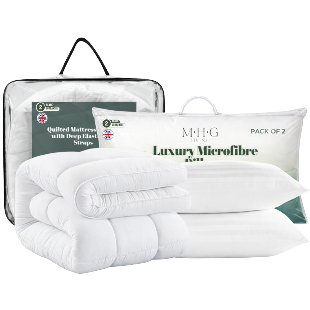 MHG Living Single Hollowfibre Mattress Topper with 2 Pillows Image 1