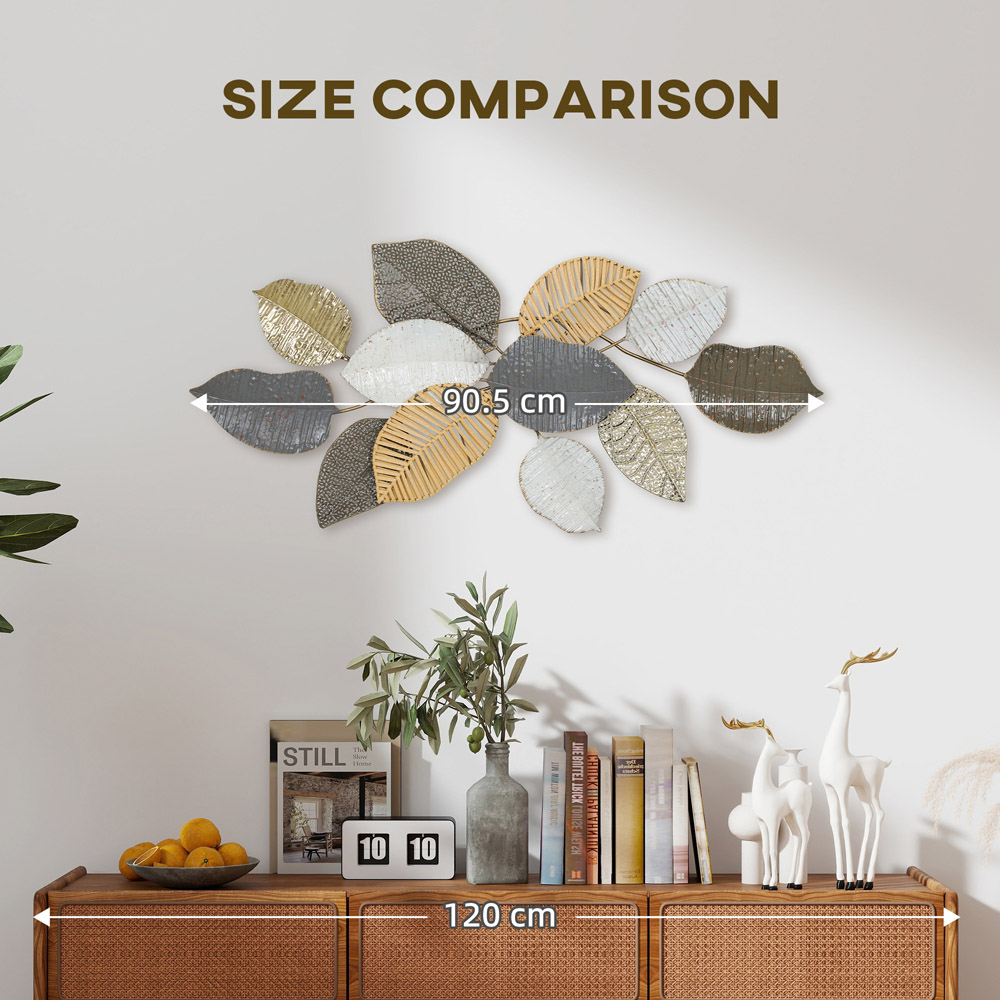 Portland Leaf Design Metal Wall Art 49 x 90.5cm Image 8