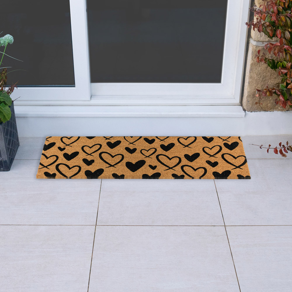 JVL Hearts Coir Latex Backed Door Runner 40 x 120cm Image 2