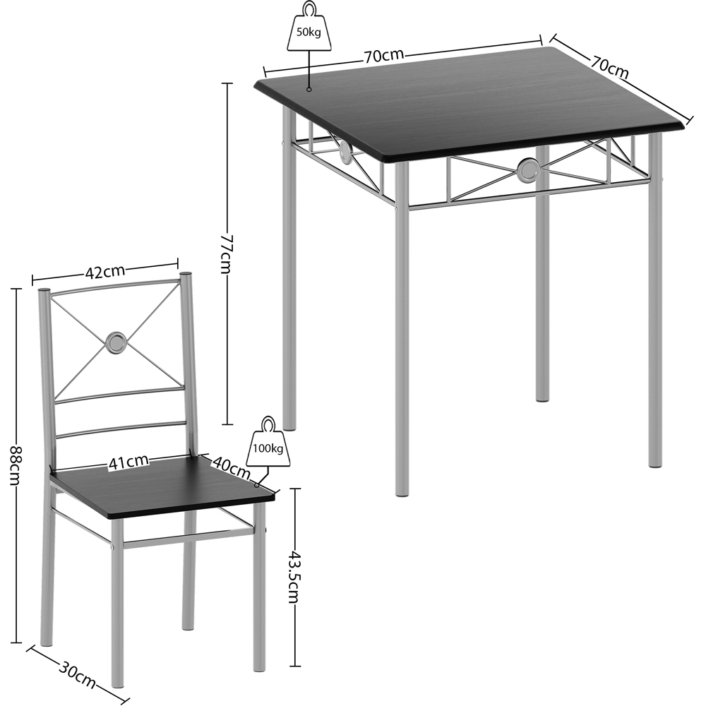 Vida Designs Roslyn 2 Seater Square Dining Set Black Image 7