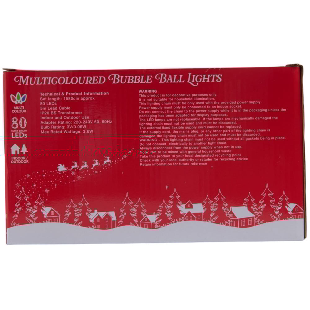 80 LED Bubble Ball Lights - Multicoloured Image 2