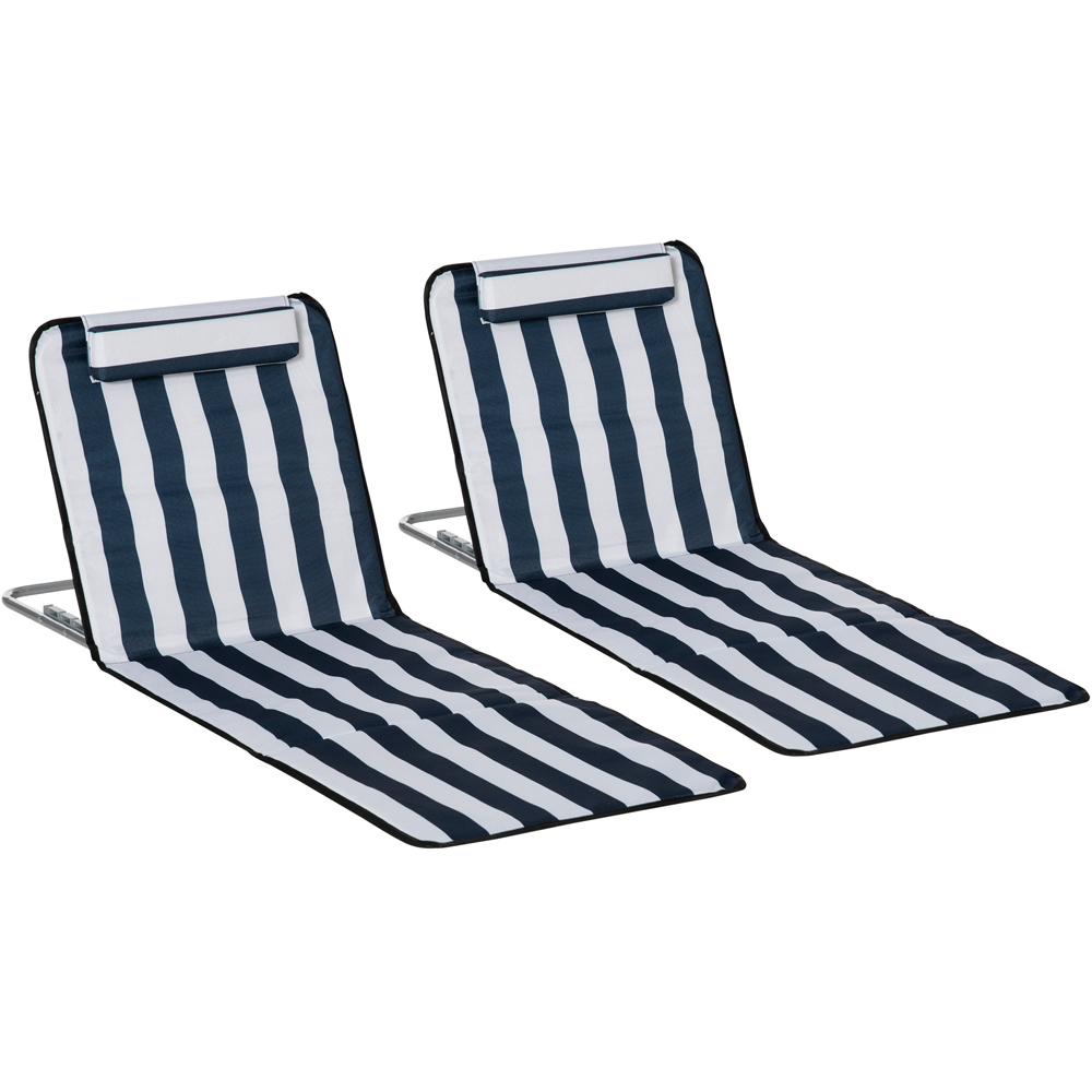 Outsunny Set of 2 Blue Adjustable Folding Sun Lounger Image 2