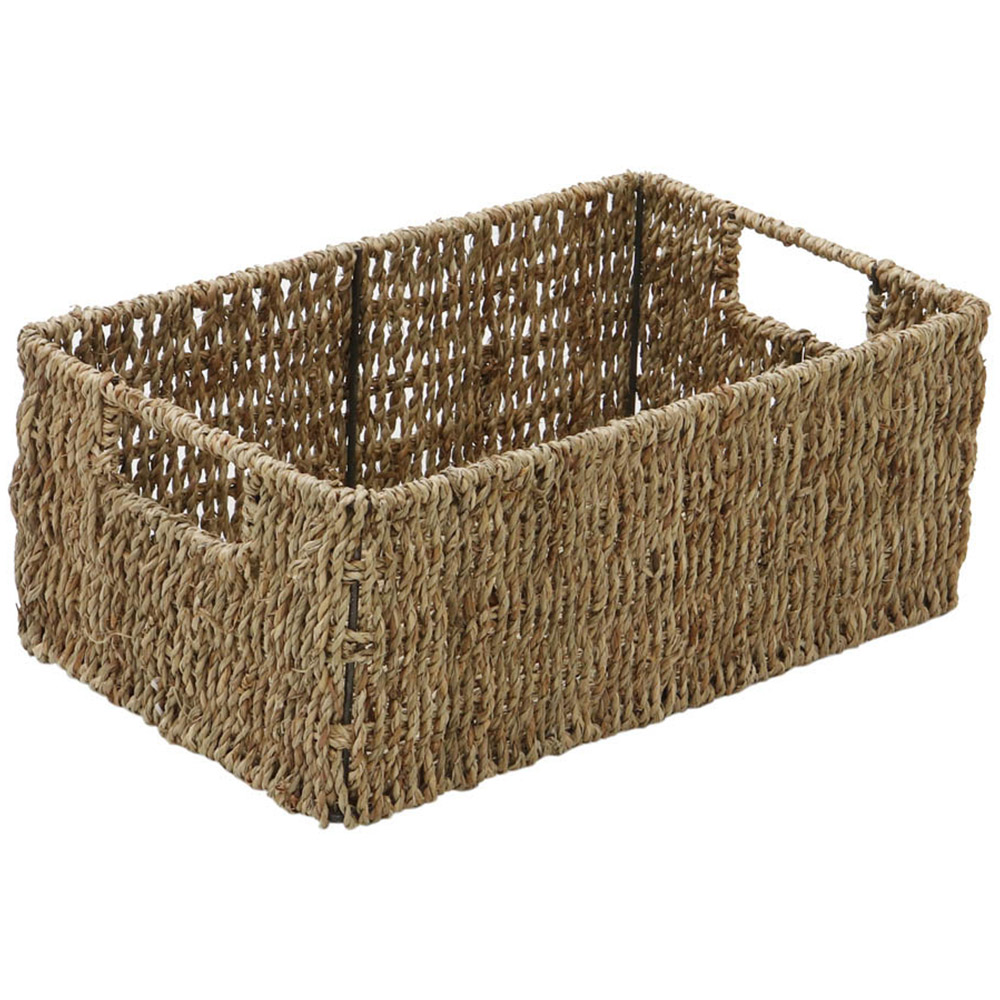 JVL Seagrass Rectangular Storage Baskets with Handles Set of 3 Image 5