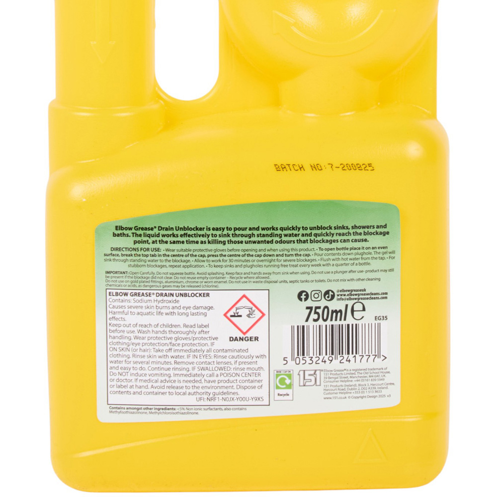 Elbow Grease Drain Unblocker 750ml Image 3