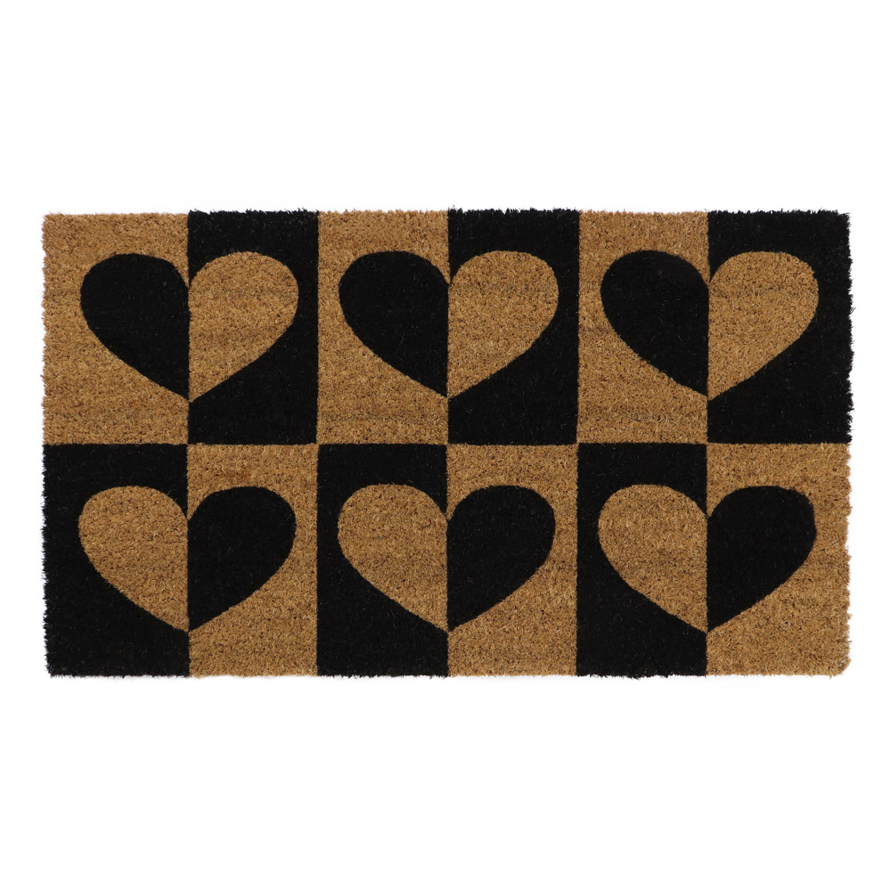 JVL Heart To Heart Latex Coir Door Mat 40 x 70cm Image 1