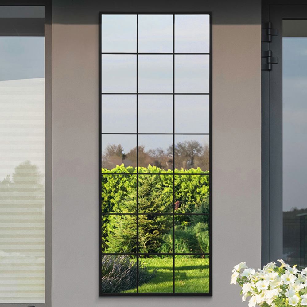 MirrorOutlet The Genestra Black Modern Window Garden Wall Mirror 200 x 80cm Image 2