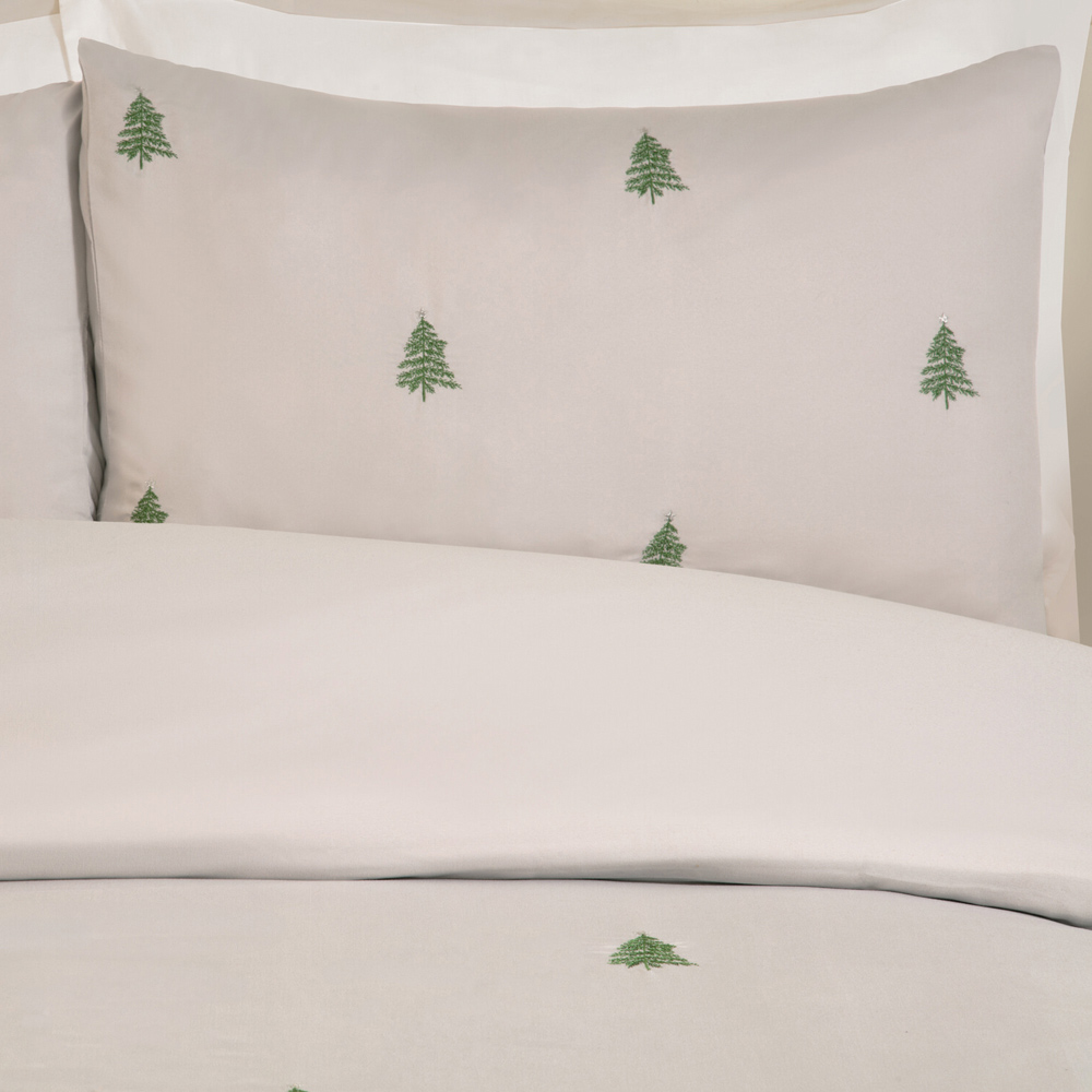 Embroidered Trees Duvet Set Silver Double Image 3