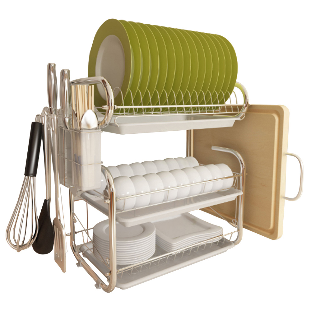 Living And Home WH0699 White Dish Rack Multi-Tiered Image 3
