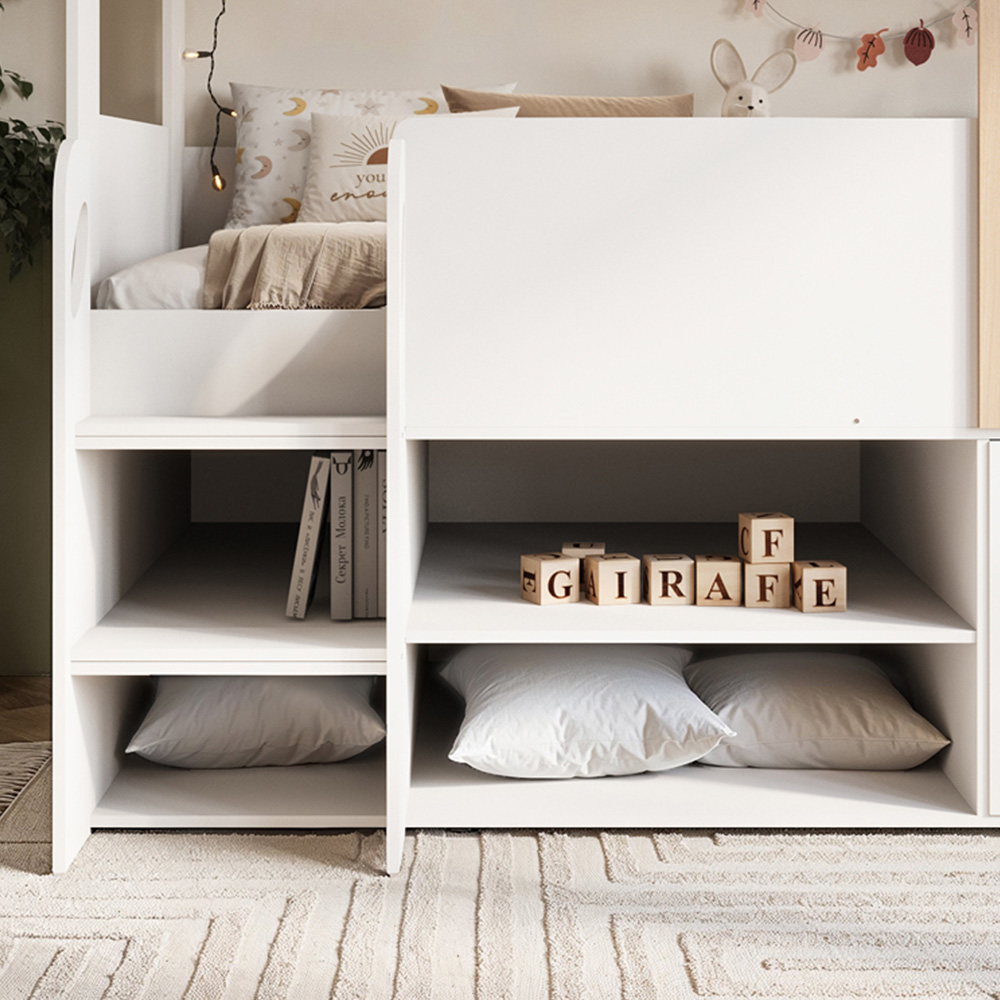 Flair Dreamland White and Oak Play House Bed Frame with Storage Image 5