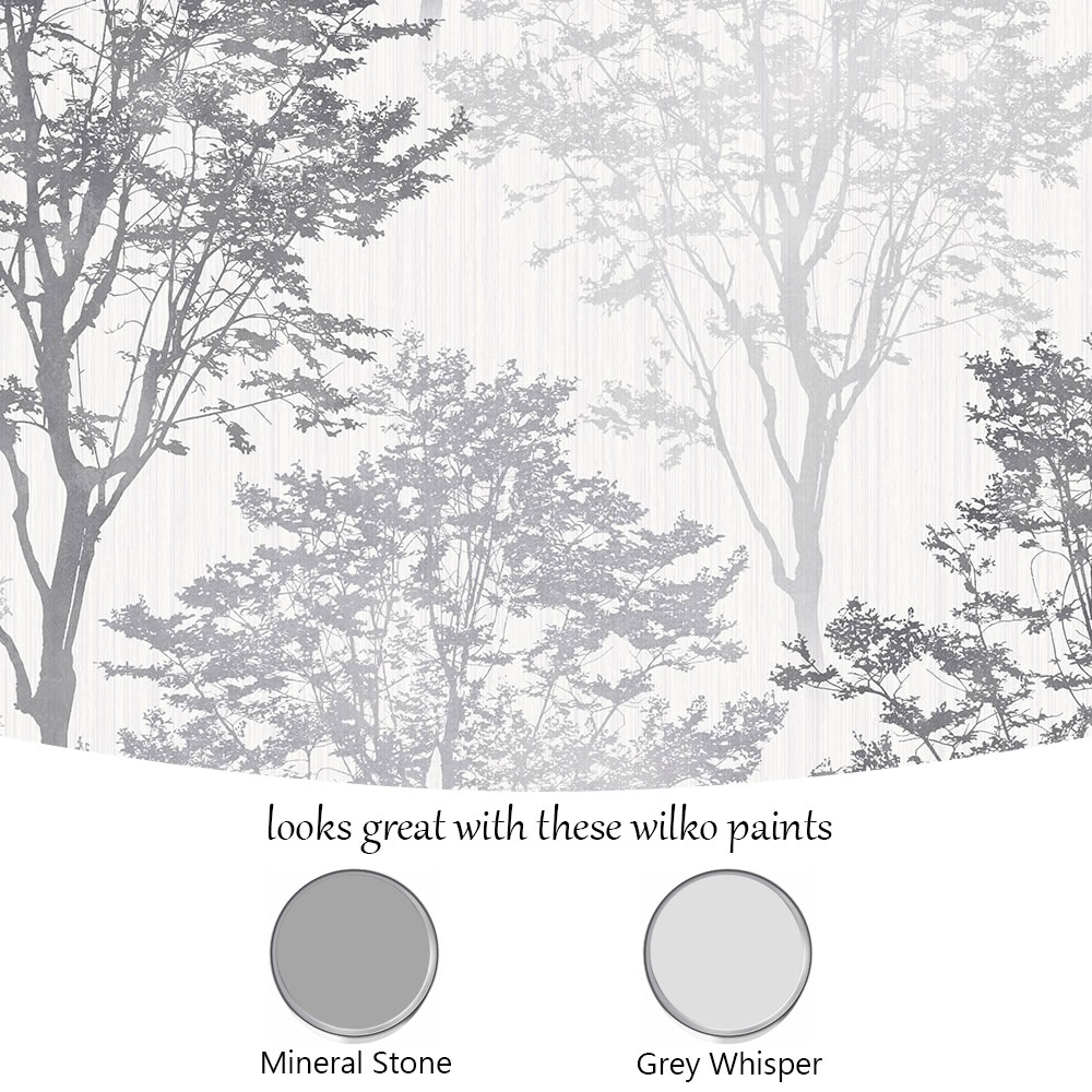Arthouse Wildwood Grey Mono Wallpaper Image 2