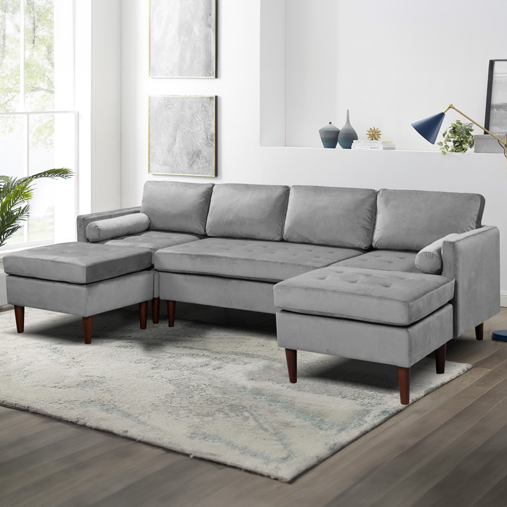 Brooklyn 6 Seater Light Grey Modular Fabric Sofa Image 1
