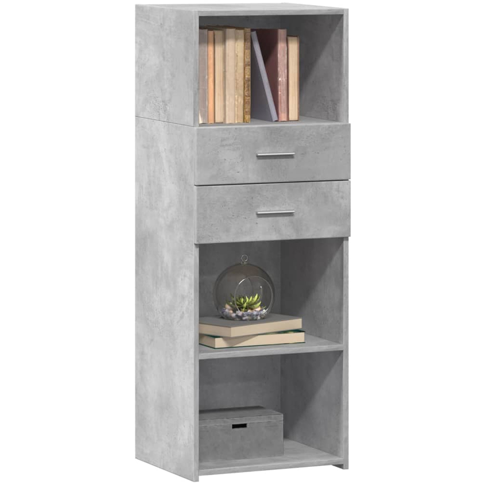 vidaXL 2 Drawer 3 Shelf Concrete Grey Highboard Image 3
