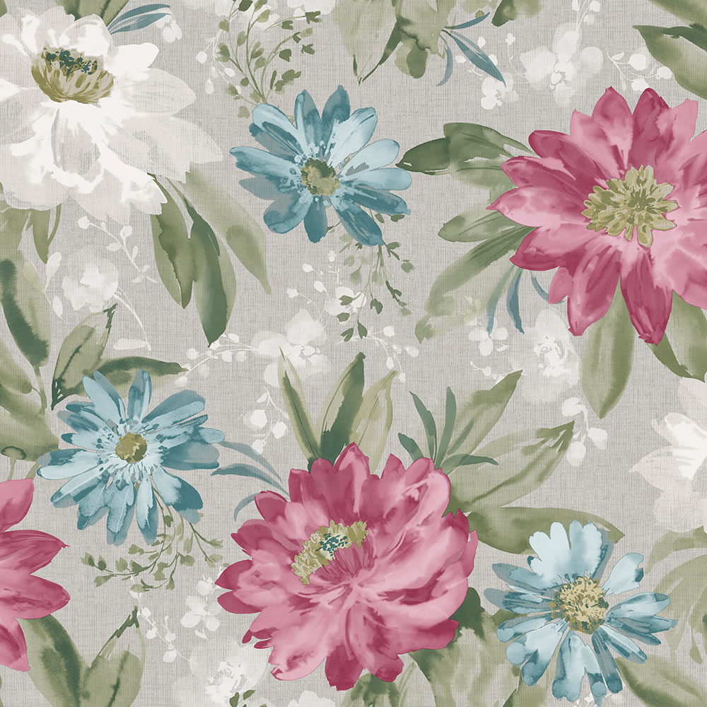 Arthouse Wallpaper Painted Dahlia Raspberry Image 1