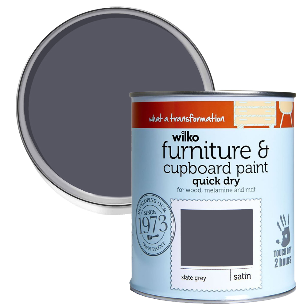 Wilko Quick Dry Slate Grey Furniture Paint 750ml Image 1